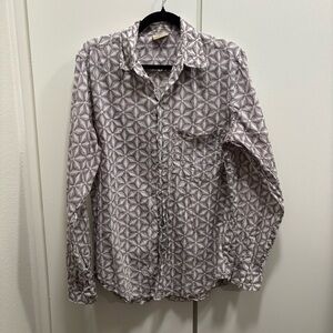 Anokhi Men’s Sz Small Floral Geometric Button Down Shirt 100% Cotton Casual